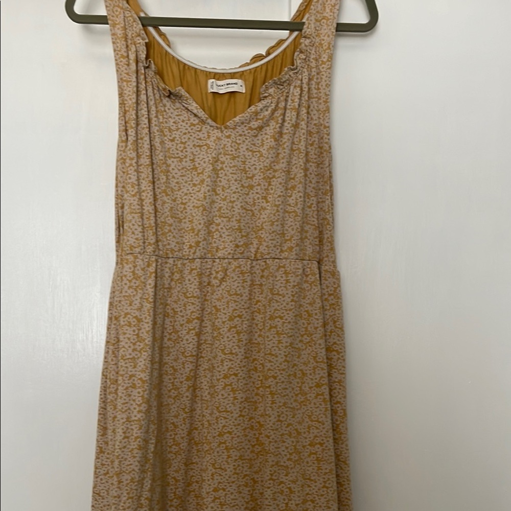 Lucky Brand: Tan Ribbed Sleeveless Midi Sundress